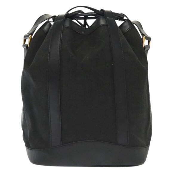 GUCCI GG Canvas Shoulder Bag Black Gold Auth 139771 - Picture 3 of 16